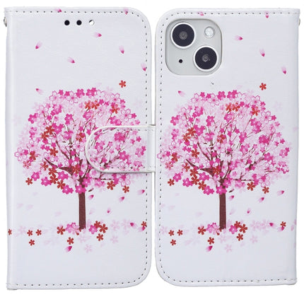 Horizontal Flip Leather Case with Holder & Card Slots & Photo Frame & Wallet For iPhone 13(Pink Tree)-garmade.com