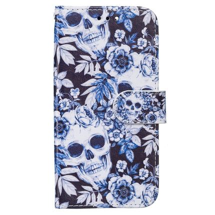 Horizontal Flip Leather Case with Holder & Card Slots & Photo Frame & Wallet For iPhone 13 Mini(Skull and Flower)-garmade.com