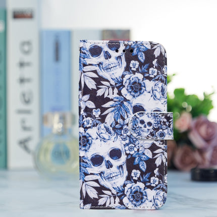 Horizontal Flip Leather Case with Holder & Card Slots & Photo Frame & Wallet For iPhone 13 Mini(Skull and Flower)-garmade.com