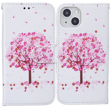 Horizontal Flip Leather Case with Holder & Card Slots & Photo Frame & Wallet For iPhone 13 Mini(Pink Tree)-garmade.com
