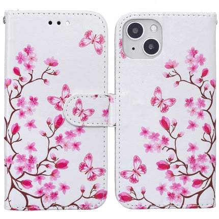 Horizontal Flip Leather Case with Holder & Card Slots & Photo Frame & Wallet For iPhone 13 Mini(Butterfly Love Flower)-garmade.com