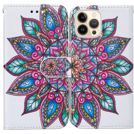Horizontal Flip Leather Case with Holder & Card Slots & Photo Frame & Wallet For iPhone 13 Pro(Half Flower)-garmade.com
