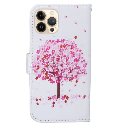 Horizontal Flip Leather Case with Holder & Card Slots & Photo Frame & Wallet For iPhone 13 Pro(Pink Tree)-garmade.com