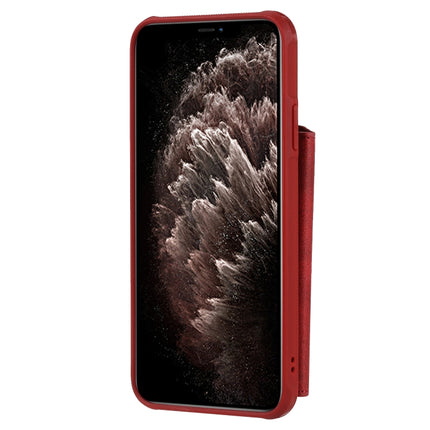 For iPhone 11 Pro Max Buckle Zipper Shockproof Protective Case with Holder & Card Slots & Wallet & Lanyard & Photos Frames(Red)-garmade.com