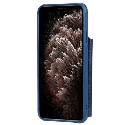 For iPhone 11 Pro Max Buckle Zipper Shockproof Protective Case with Holder & Card Slots & Wallet & Lanyard & Photos Frames(Blue)-garmade.com