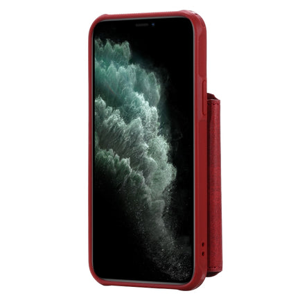 For iPhone 11 Pro Buckle Zipper Shockproof Protective Case with Holder & Card Slots & Wallet & Lanyard & Photos Frames(Red)-garmade.com