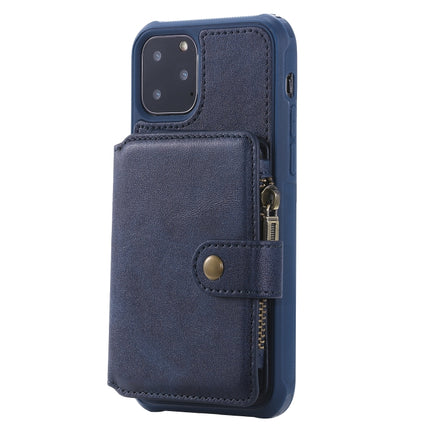 For iPhone 11 Pro Buckle Zipper Shockproof Protective Case with Holder & Card Slots & Wallet & Lanyard & Photos Frames(Blue)-garmade.com