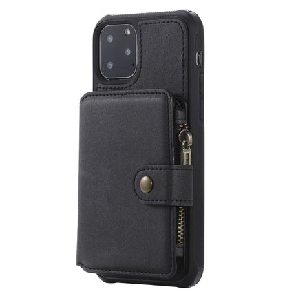 For iPhone 11 Pro Buckle Zipper Shockproof Protective Case with Holder & Card Slots & Wallet & Lanyard & Photos Frames(Black)-garmade.com