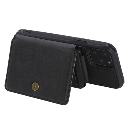 For iPhone 11 Pro Buckle Zipper Shockproof Protective Case with Holder & Card Slots & Wallet & Lanyard & Photos Frames(Black)-garmade.com