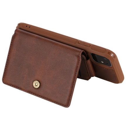 For iPhone 11 Buckle Zipper Shockproof Protective Case with Holder & Card Slots & Wallet & Lanyard & Photos Frames(Coffee)-garmade.com