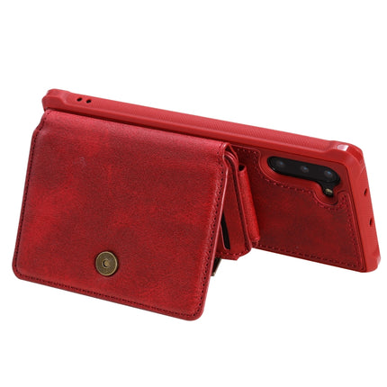 For Galaxy Note 10 Buckle Zipper Shockproof Protective Case with Holder & Card Slots & Wallet & Lanyard & Photos Frames(Red)-garmade.com