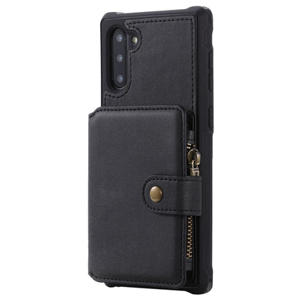 For Galaxy Note 10 Buckle Zipper Shockproof Protective Case with Holder & Card Slots & Wallet & Lanyard & Photos Frames(Black)-garmade.com