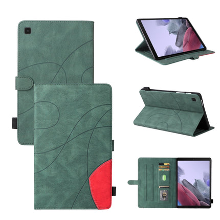 For Samsung Galaxy Tab A7 Lite T225/T220 Dual-color Splicing Horizontal Flip PU Leather Case with Holder & Card Slots(Green)-garmade.com