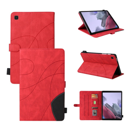 For Samsung Galaxy Tab A7 Lite T225/T220 Dual-color Splicing Horizontal Flip PU Leather Case with Holder & Card Slots(Red)-garmade.com