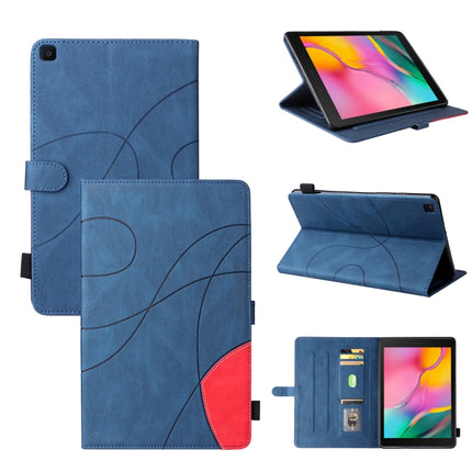 For Samsung Galaxy Tab A 8.0 (2019) T295 Dual-color Splicing Horizontal Flip PU Leather Case with Holder & Card Slots(Blue)-garmade.com