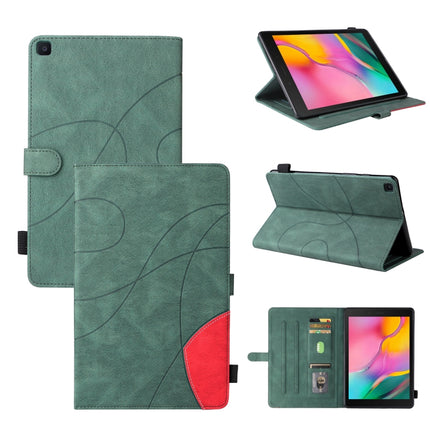 For Samsung Galaxy Tab A 8.0 (2019) T295 Dual-color Splicing Horizontal Flip PU Leather Case with Holder & Card Slots(Green)-garmade.com