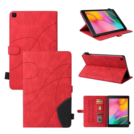 For Samsung Galaxy Tab A 8.0 (2019) T295 Dual-color Splicing Horizontal Flip PU Leather Case with Holder & Card Slots(Red)-garmade.com