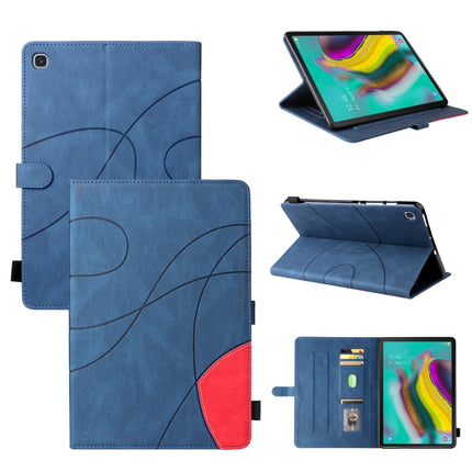 For Samsung Galaxy Tab S5e T720 Dual-color Splicing Horizontal Flip PU Leather Case with Holder & Card Slots & Sleep / Wake-up Function(Blue)-garmade.com