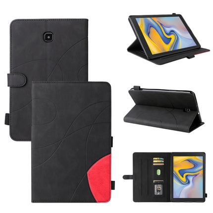 For Samsung Galaxy Tab A 8.0 (2018) T387 Dual-color Splicing Horizontal Flip PU Leather Case with Holder & Card Slots(Black)-garmade.com