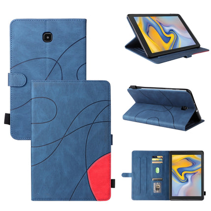For Samsung Galaxy Tab A 8.0 (2018) T387 Dual-color Splicing Horizontal Flip PU Leather Case with Holder & Card Slots(Blue)-garmade.com