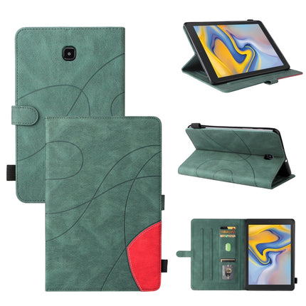 For Samsung Galaxy Tab A 8.0 (2018) T387 Dual-color Splicing Horizontal Flip PU Leather Case with Holder & Card Slots(Green)-garmade.com
