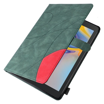 For Samsung Galaxy Tab A 8.0 (2018) T387 Dual-color Splicing Horizontal Flip PU Leather Case with Holder & Card Slots(Green)-garmade.com