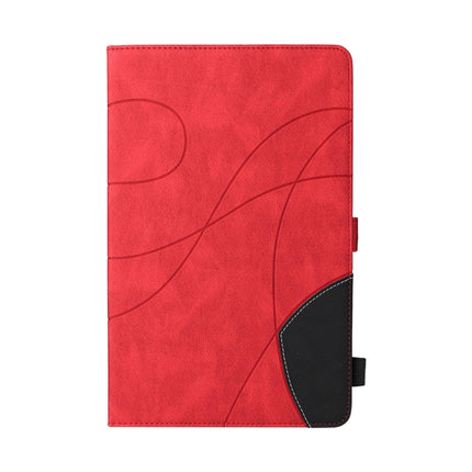 For Samsung Galaxy Tab A 8.0 (2018) T387 Dual-color Splicing Horizontal Flip PU Leather Case with Holder & Card Slots(Red)-garmade.com