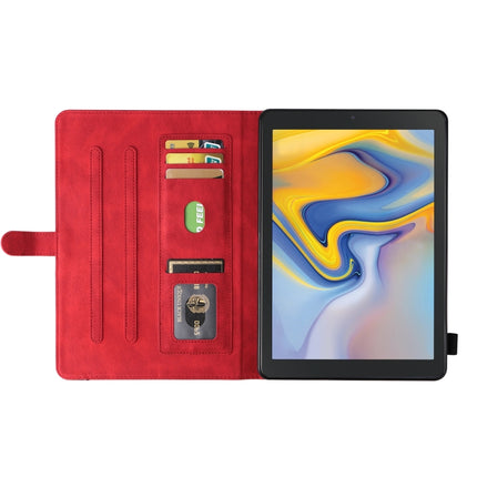For Samsung Galaxy Tab A 8.0 (2018) T387 Dual-color Splicing Horizontal Flip PU Leather Case with Holder & Card Slots(Red)-garmade.com