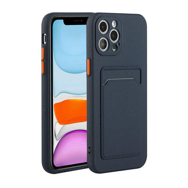 Card Slot Design Shockproof TPU Protective Case For iPhone 13 Pro(Dark Blue)-garmade.com
