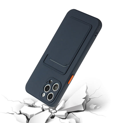 Card Slot Design Shockproof TPU Protective Case For iPhone 13 Pro(Dark Blue)-garmade.com