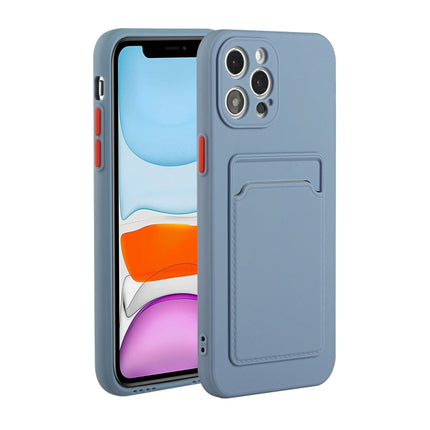 Card Slot Design Shockproof TPU Protective Case For iPhone 13 Pro(Gray)-garmade.com