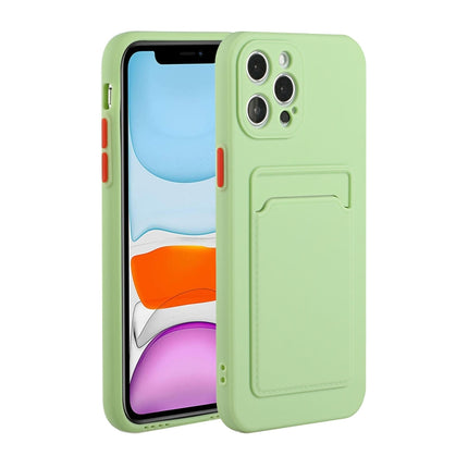 Card Slot Design Shockproof TPU Protective Case For iPhone 13 Pro(Green)-garmade.com