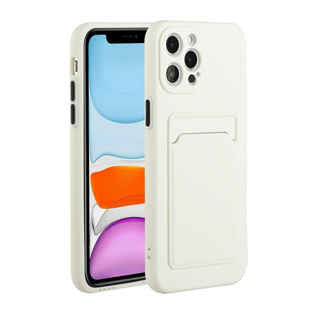 Card Slot Design Shockproof TPU Protective Case For iPhone 13 Pro(White)-garmade.com