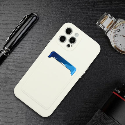 Card Slot Design Shockproof TPU Protective Case For iPhone 13 Pro(White)-garmade.com