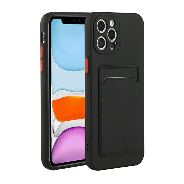 Card Slot Design Shockproof TPU Protective Case For iPhone 13 Pro(Black)-garmade.com