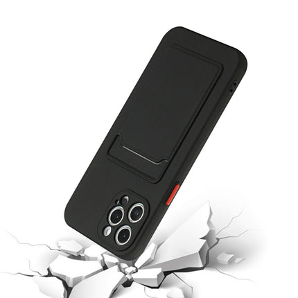 Card Slot Design Shockproof TPU Protective Case For iPhone 13 Pro(Black)-garmade.com