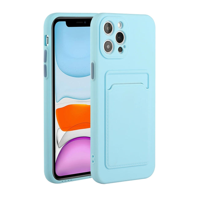 Card Slot Design Shockproof TPU Protective Case For iPhone 13 Pro(Sky Blue)-garmade.com