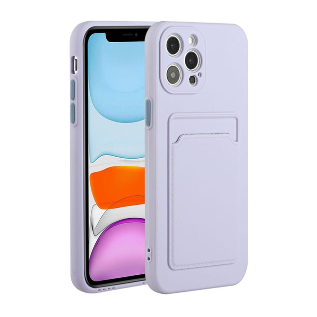 Card Slot Design Shockproof TPU Protective Case For iPhone 13 Pro(Purple)-garmade.com