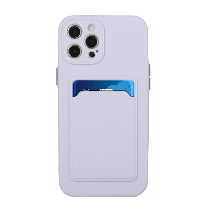 Card Slot Design Shockproof TPU Protective Case For iPhone 13 Pro(Purple)-garmade.com
