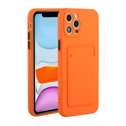 Card Slot Design Shockproof TPU Protective Case For iPhone 13 Pro(Orange)-garmade.com