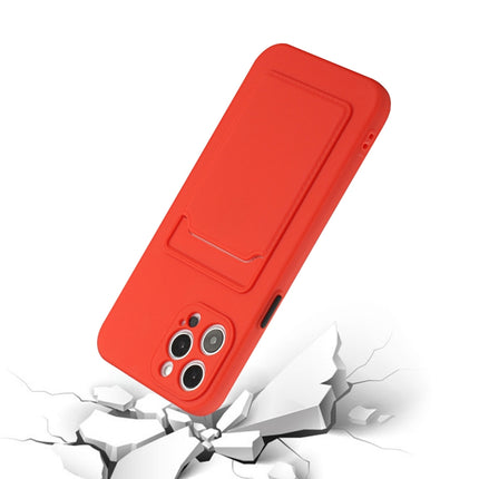 Card Slot Design Shockproof TPU Protective Case For iPhone 13 Pro(Red)-garmade.com
