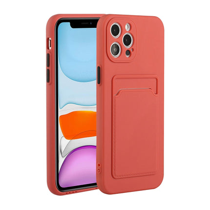 Card Slot Design Shockproof TPU Protective Case For iPhone 13 Pro(Plum Red)-garmade.com