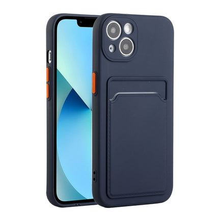 Card Slot Design Shockproof TPU Protective Case For iPhone 13(Dark Blue)-garmade.com