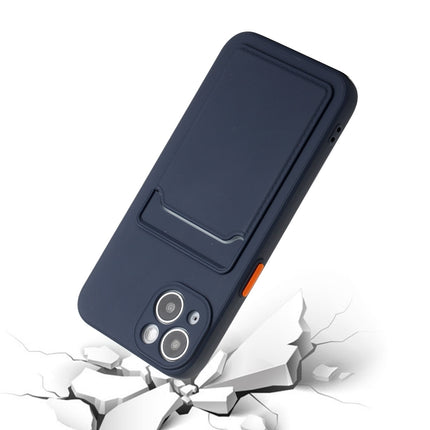 Card Slot Design Shockproof TPU Protective Case For iPhone 13(Dark Blue)-garmade.com
