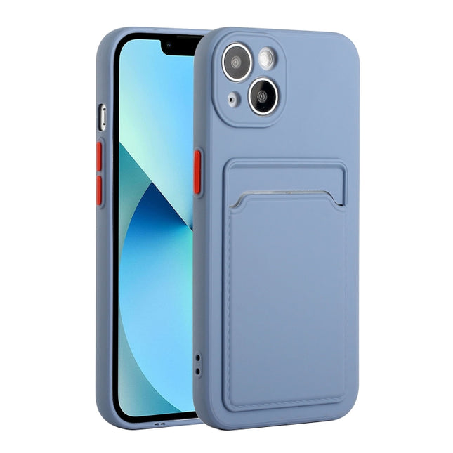 Card Slot Design Shockproof TPU Protective Case For iPhone 13(Gray)-garmade.com