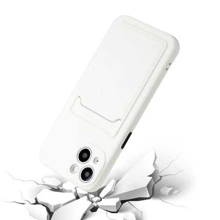 Card Slot Design Shockproof TPU Protective Case For iPhone 13(White)-garmade.com