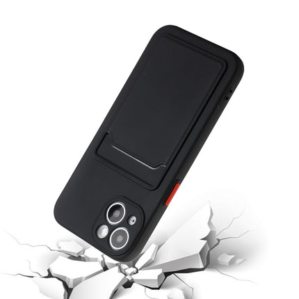 Card Slot Design Shockproof TPU Protective Case For iPhone 13(Black)-garmade.com