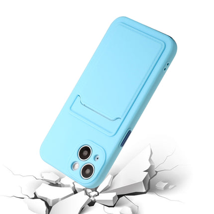 Card Slot Design Shockproof TPU Protective Case For iPhone 13(Sky Blue)-garmade.com