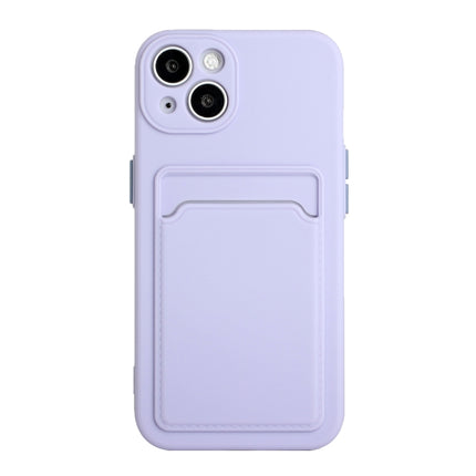 Card Slot Design Shockproof TPU Protective Case For iPhone 13(Purple)-garmade.com
