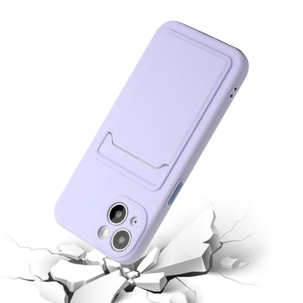 Card Slot Design Shockproof TPU Protective Case For iPhone 13(Purple)-garmade.com